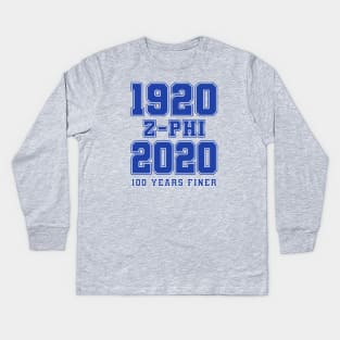 1920 - 2020 100 Years Finer Zeta Blue Gear Kids Long Sleeve T-Shirt